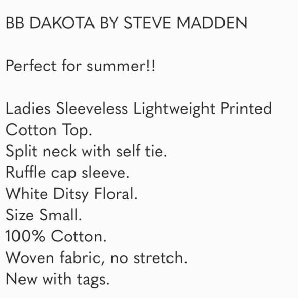 BB Dakota Ladies Ruffled Cap Sleeve Floral Print Top Small NWT - Picture 5 of 5